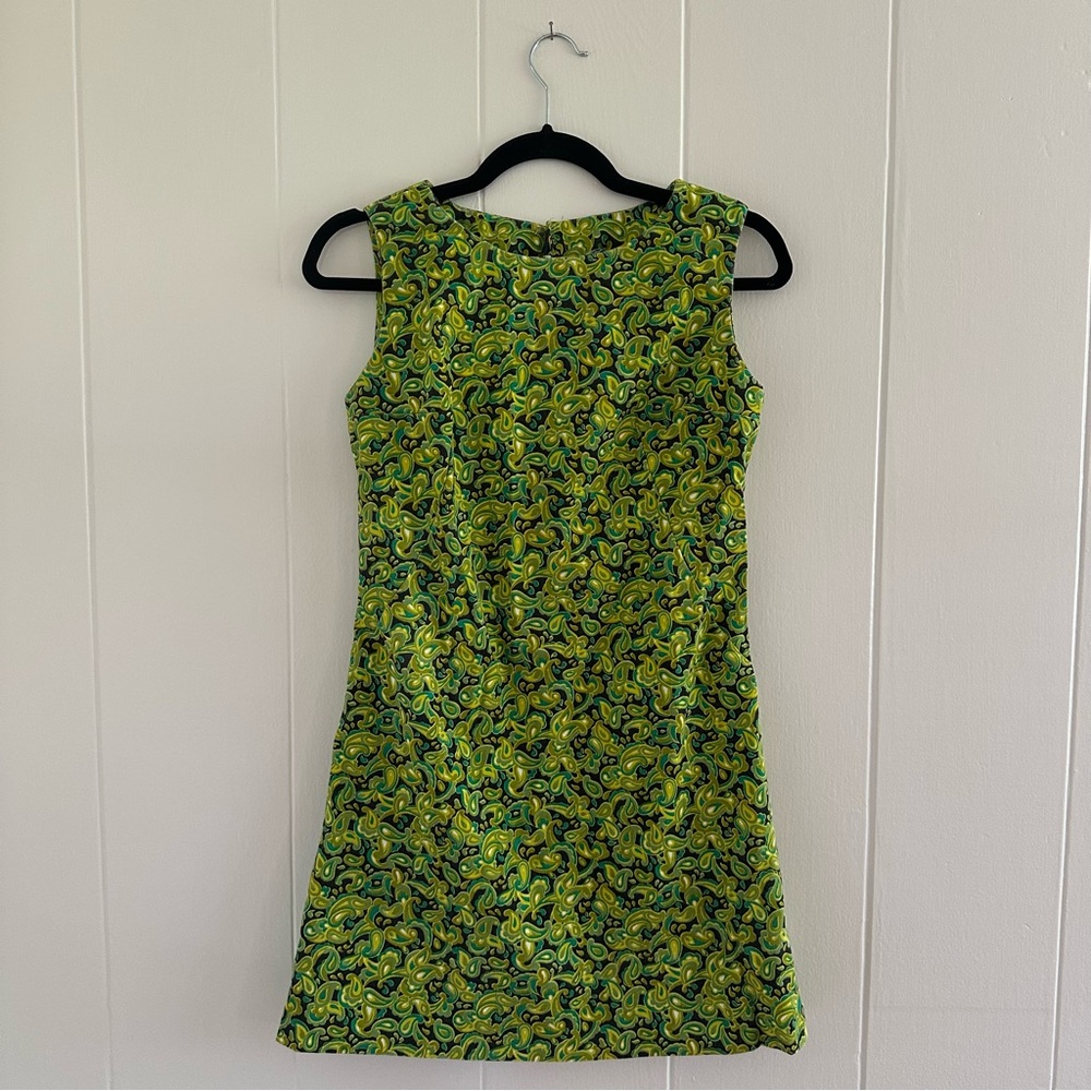 Green Patterned Sleeveless Dress